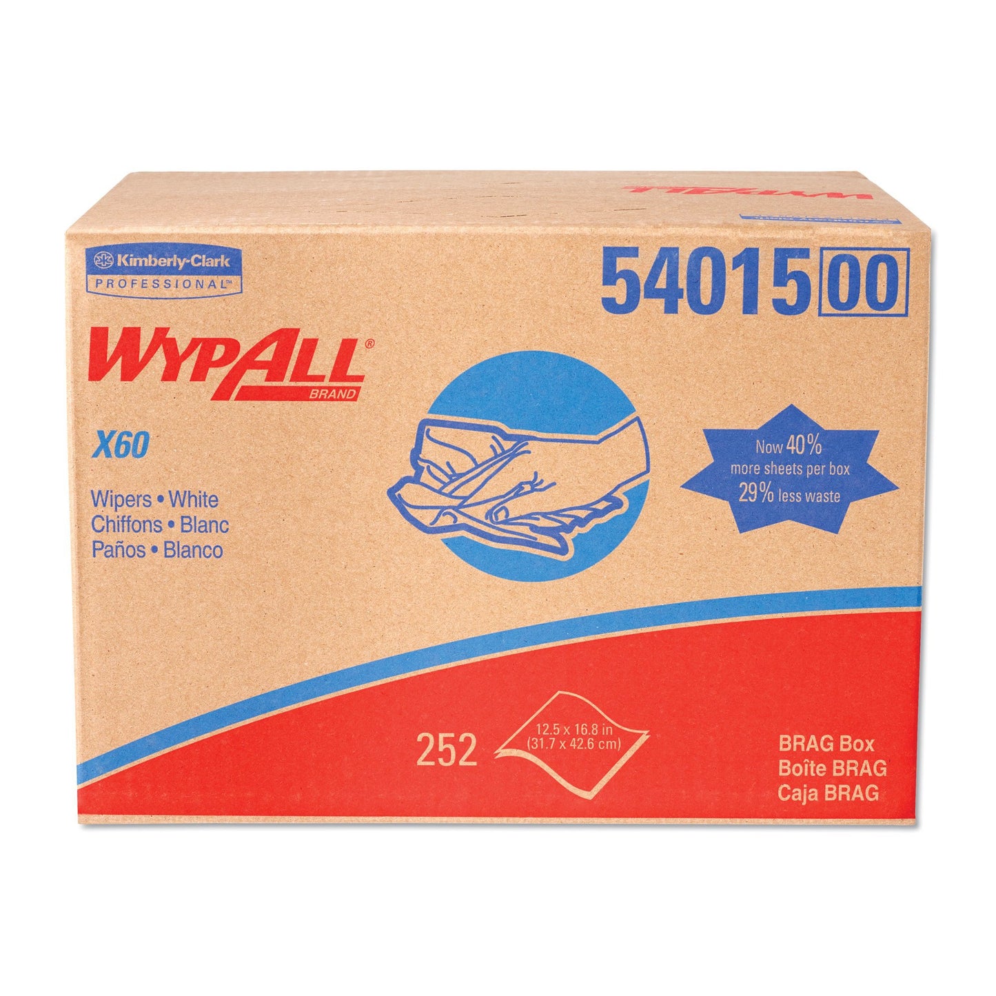 WIPER, WYPALL X60 CLOTHS (252/CS) 252/CASE -54015