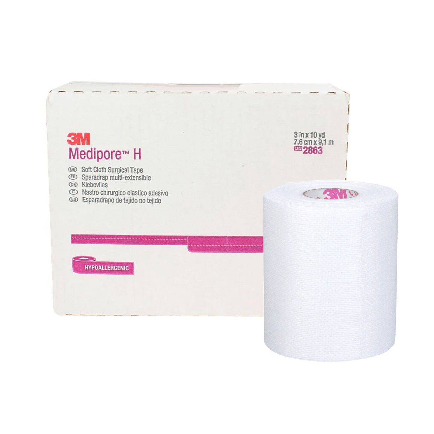 3M™ Medipore™ H Cloth Medical Tape, 3 Inch x 10 Yard, White 12/CASE -2863