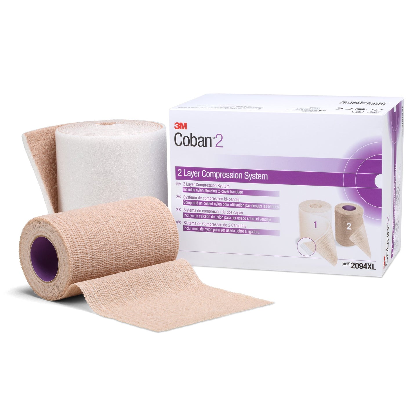 3M™ Coban™ 2 Self-adherent / Pull On Closure Two-Layer Compression Bandage System 1/BOX -2094XL