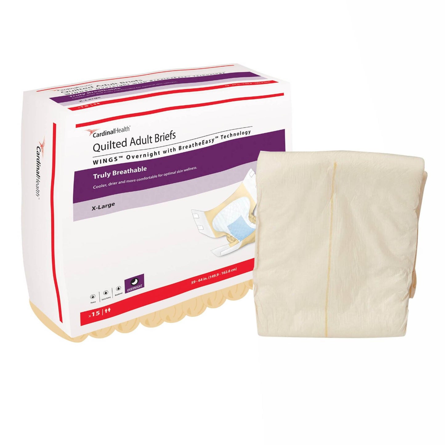 Wings™ Overnight Absorbency Incontinence Brief, Extra Large 1/BAG -67035