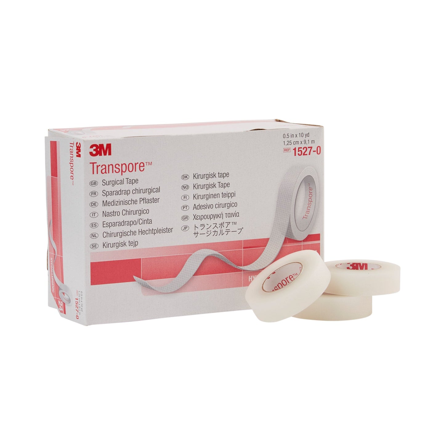 3M™ Transpore™ Plastic Medical Tape, 1/2 Inch x 10 Yard, Transparent 240/CASE -1527-0