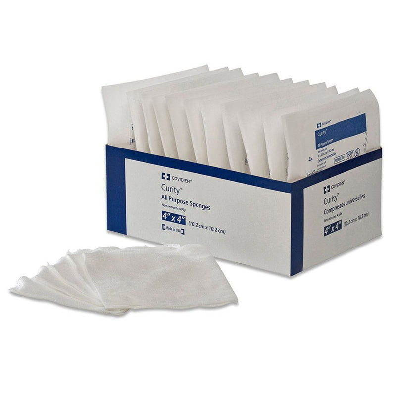 Curity™ Sterile Nonwoven Sponge, 4 x 4 Inch, 4-Ply 10/TRAY -8047- - BriteSources