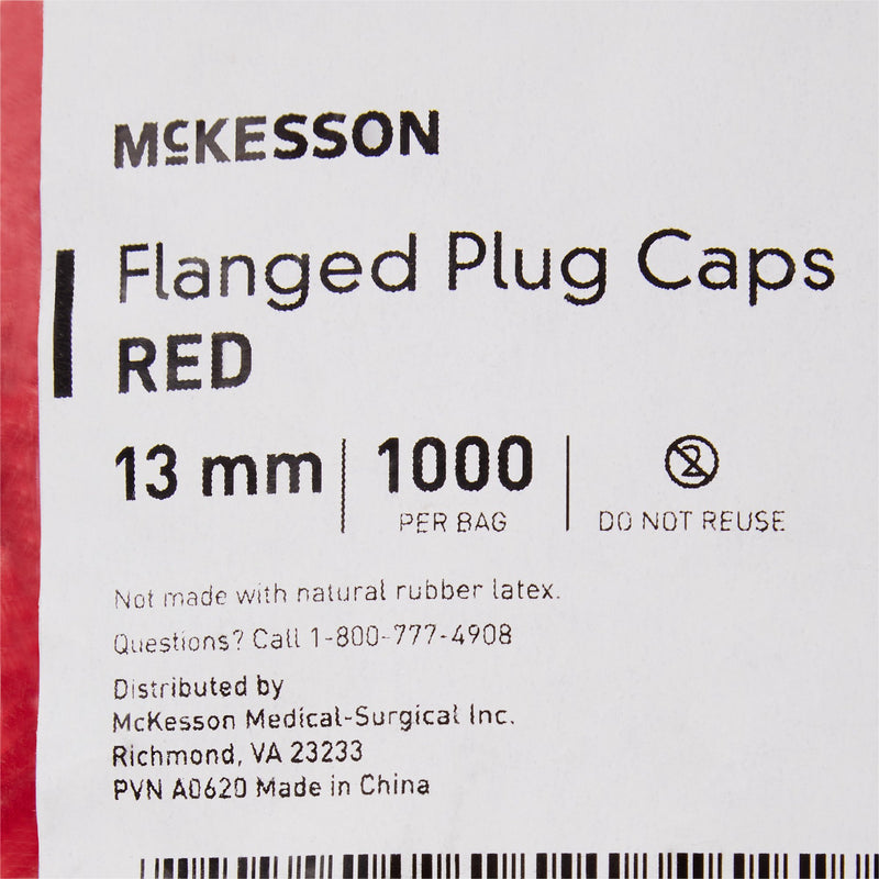 McKesson Red Tube Closure for use with 13 mm Blood Drawing Tubes, Glass Test Tubes, Plastic Culture Tubes 1000/BAG -177-118240R - BriteSources