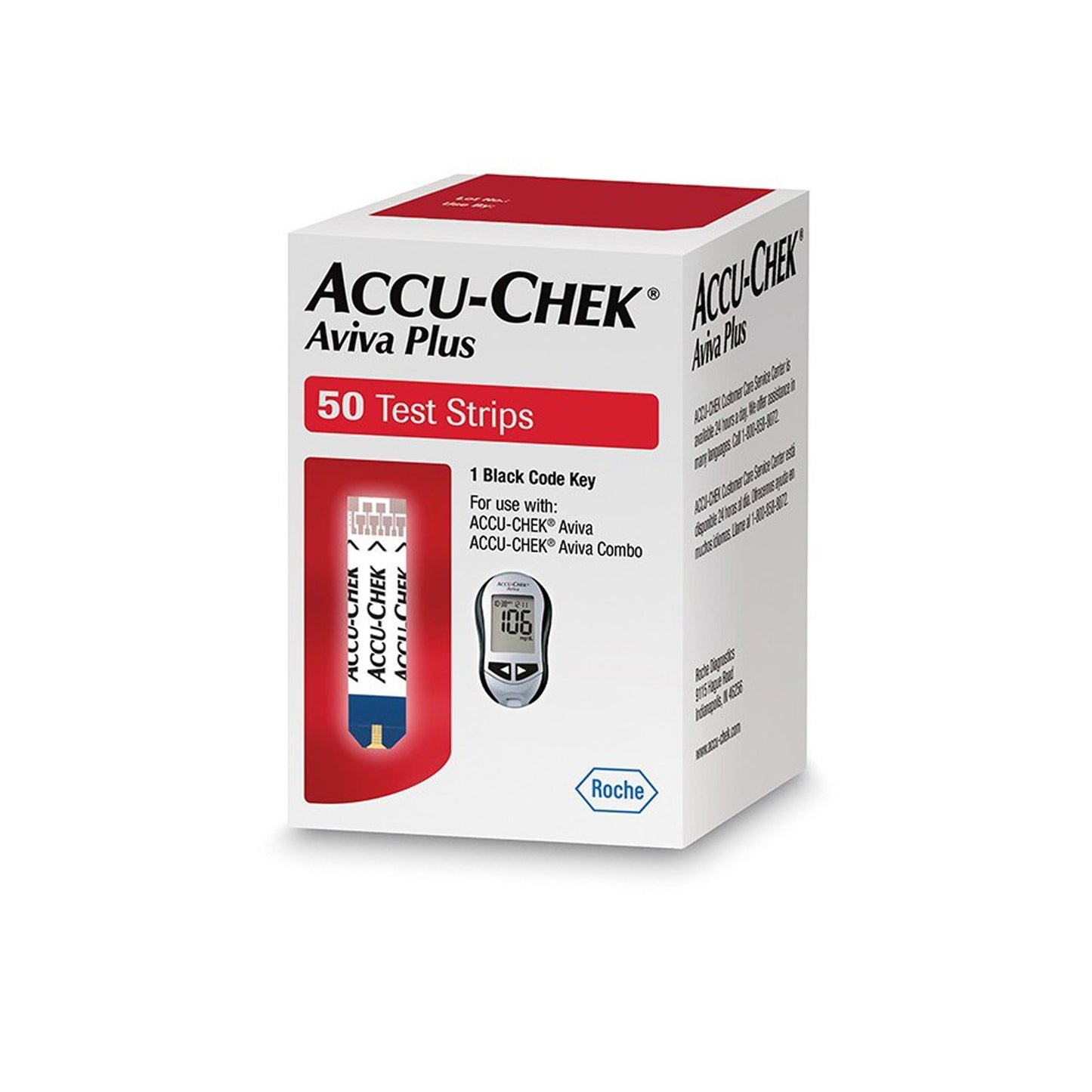 Accu-Chek Aviva Plus Blood Glucose Test Strips 50/VIAL -06908217001