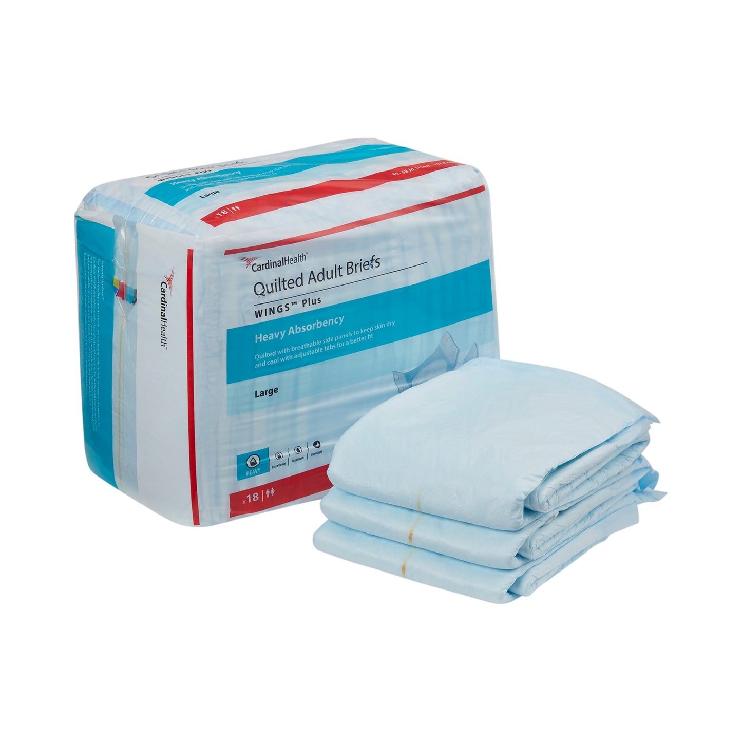 Wings™ Plus Quilted Heavy Absorbency Incontinence Brief, Large 4/CASE -66034