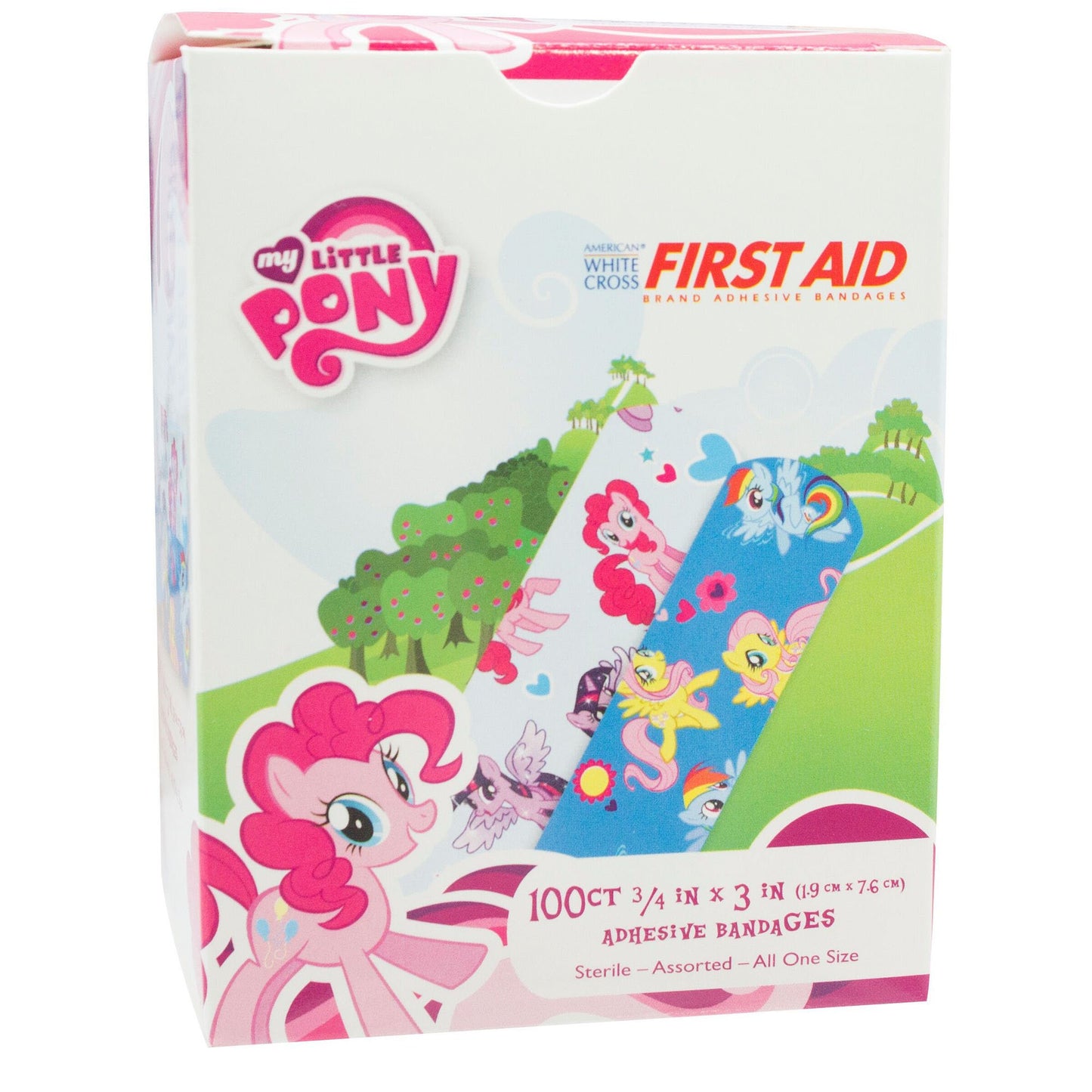 American White Cross Stat Strip Kid Design (My Little Pony) Adhesive Strip, 3/4 x 3 Inch 100/BOX -10848