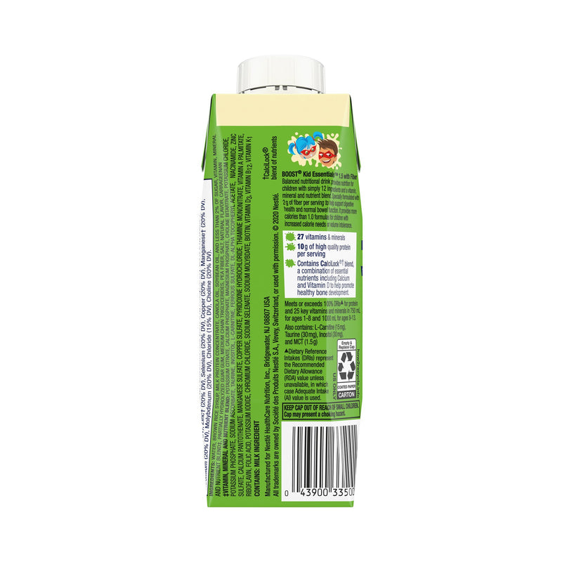 Boost Kid Essentials™ 1.5 with Fiber Balanced Nutritional Drink, Vanilla, 8-ounce carton 1/EACH -00043900663289 - BriteSources