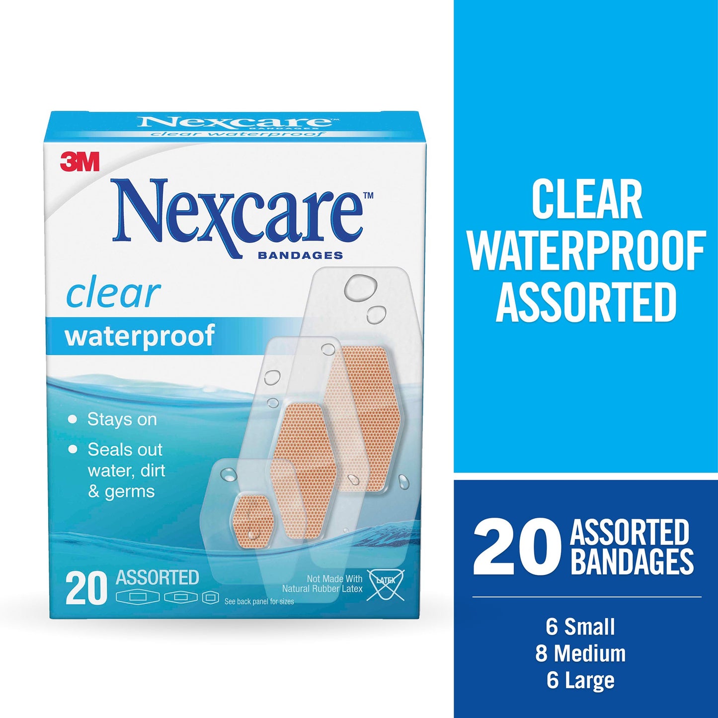 3M™ Nexcare™ Waterproof Adhesive Strip, Assorted Sizes 20/BOX -05113199524