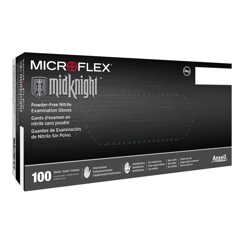 Microflex MidKnight™ Nitrile Exam Glove, 2X-Large, Black 10/CASE -MK-296-XXL - BriteSources
