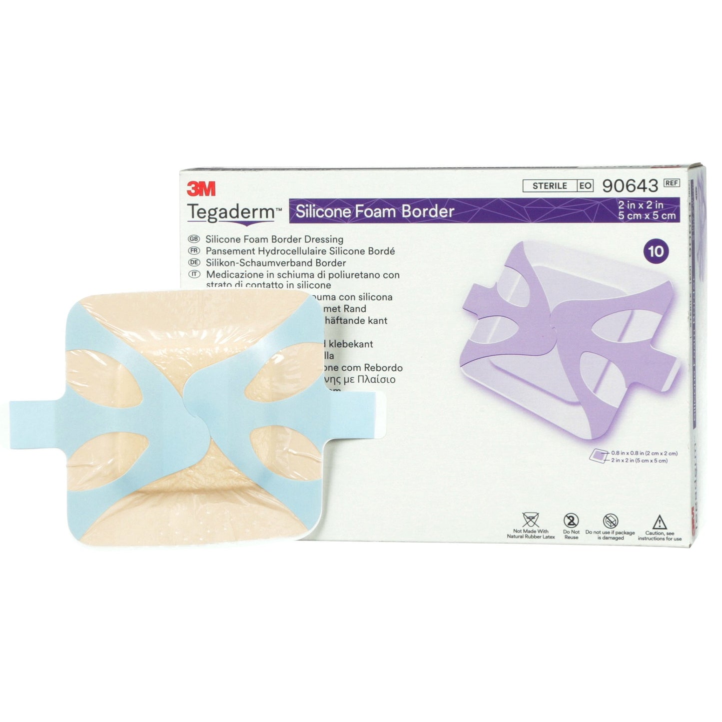 3M™ Tegaderm™ Silicone Foam Dressing, 2 x 2 Inch 60/CASE -90643