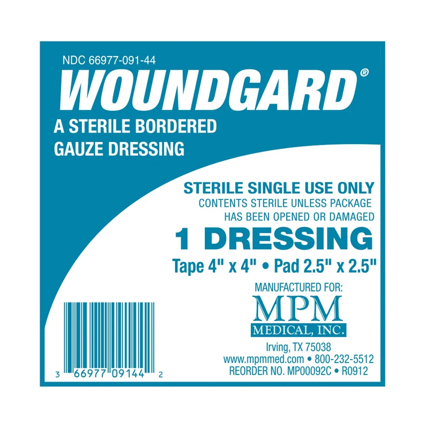 WoundGard White Adhesive Dressing, 4 x 4 Inch 1/BAG -MP00092C