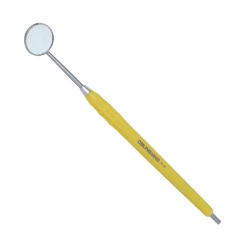 Dental Mirror, Softgrip Handle, Cone Socket, Yellow, 5/pack - BriteSources