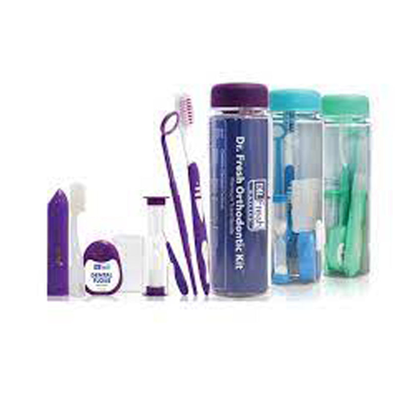 Dr. Fresh Orthodontic. Orthodontic Pencil Box Kit,Includes V.Trim,Toothbrush,Travel Toothbrush, Dental Floss, Threaders Mirrors, Proxy Brush, Wax And 