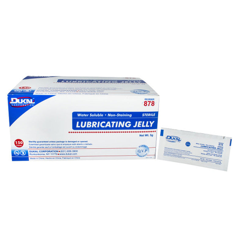 Dukal Lubricating Jelly. Lubricating Jelly, Foil Pack, 5Gm, Sterile, 150/Bx, 10 Bx/Cs. Jelly Lubricating Foil Pk 5Gst 150Pk/Bx 10Bx/Cs, Case