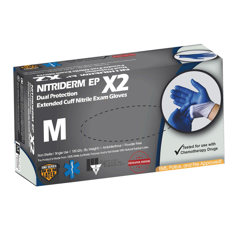Innovative Nitriderm® 800 Nitrile Exam Gloves. Glove Exam Nitrile Chemo Pf Smxcuff St Prs 50Pr/Bg 4Bg/Cs, Case
