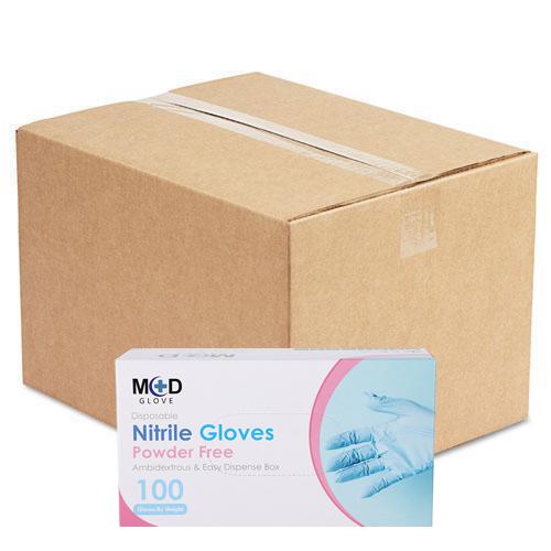 M+D NITRILE GLOVES POWDER FREE BLUE - LARGE - 1000 GLOVES/CASE - Osung USA