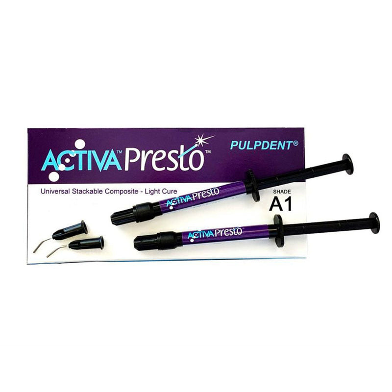 Pulpdent Activa™ Presto™ Products. Kit Activa Presto Compositea3.5 Shade 2-Syringes 20-Tips, Each