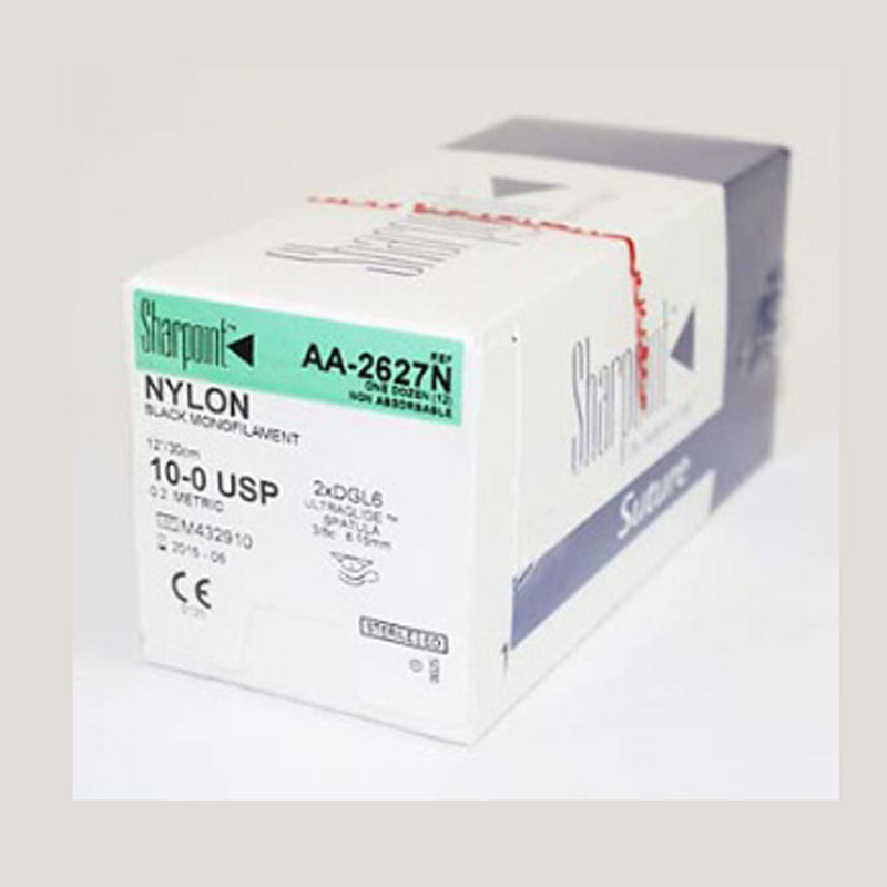 Surgical Specialties™ Sutures. Nylon Suture, Monofilament, Ultraglide, Size 10-0, 12"/30Cm, 6.15Mm, 3/8 Circle, 12/Bx. Sutures Nylon Mono 10-012In/30C