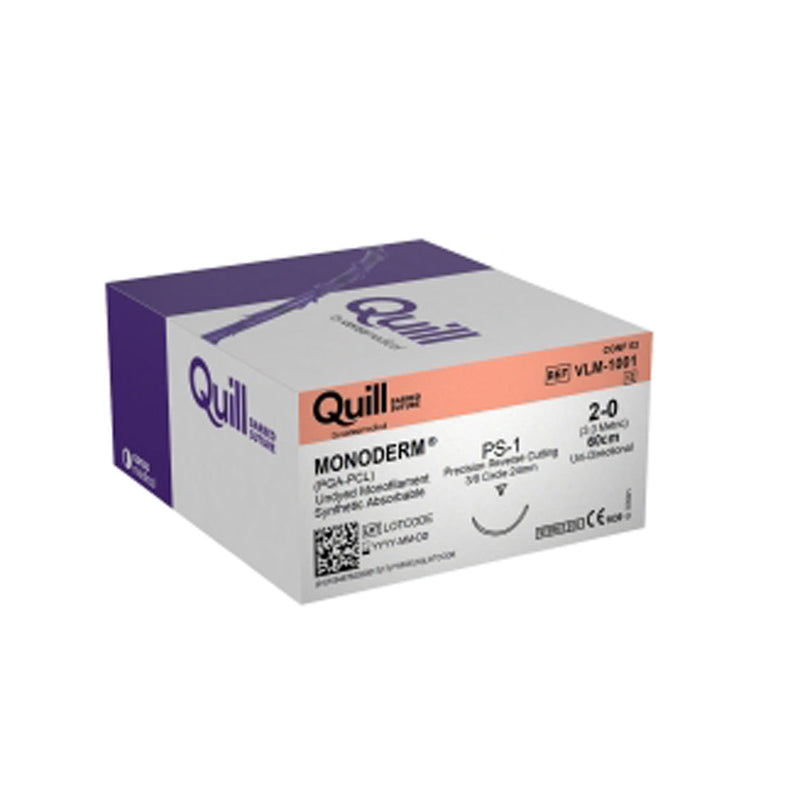 Surgical Specialties Quill™ Sutures. Suture Monoderm 2-0 60Cm24Mm Rev Cut Uni 3/8C 12/Bx, Box