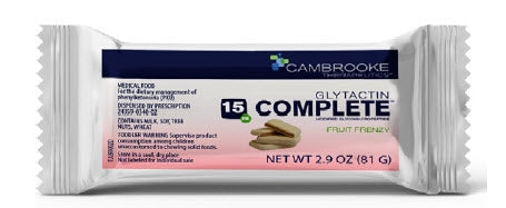 Glytactin® Complete 15 Chewy Bar For Phenylketonuria (Pku), Fruit Frenzy Flavor, Sold As 7/Case Cambrooke 34002