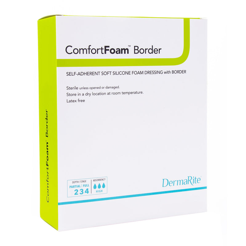 Comfortfoam™ Border Silicone Adhesive With Border Silicone Foam Dressing, 4 X 12 Inch, Sold As 5/Box Dermarite 43412