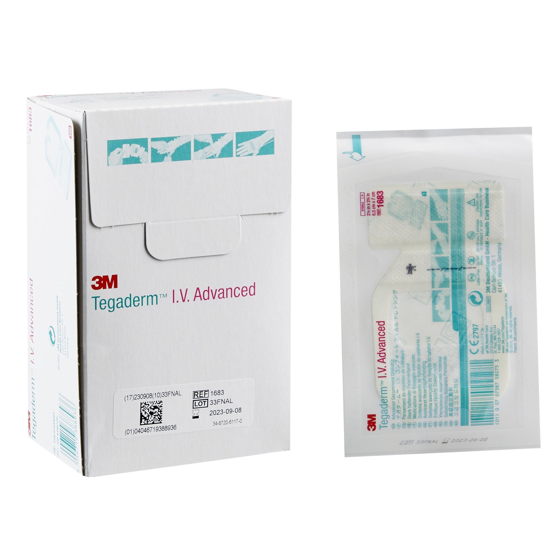 3M™ Tegaderm™ Iv Advanced Securement Dressing, 2 X 2½ Inch, Sold As 100/Box 3M 1683