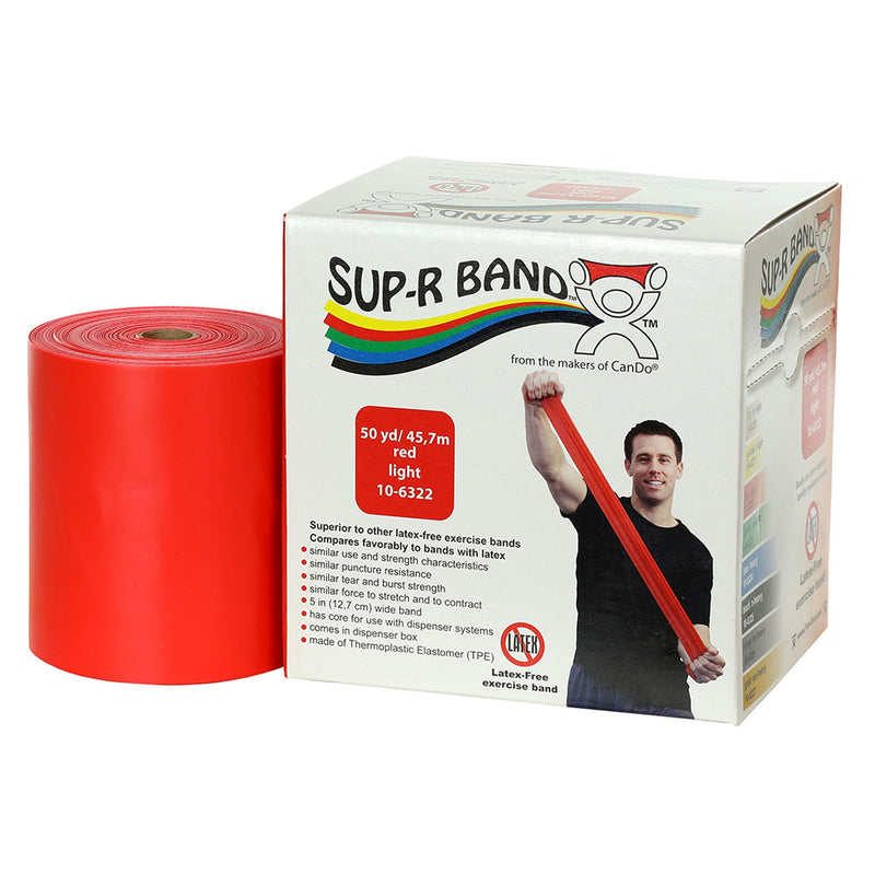 Sup-R Band® Exercise Resistance Band, Red, 5 Inch X 50 Yard, Light Resistance, Sold As 1/Each Fabrication 10-6322