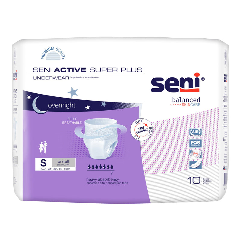 Seni® Active Super Plus Heavy Absorbent Underwear, Small, Sold As 10/Pack Tzmo S-Sm10-Ap1