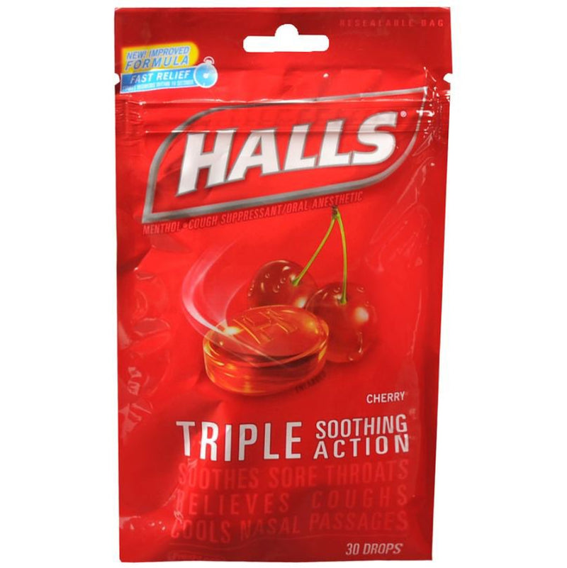 Halls® Menthol Cherry Flavor Cold And Cough Relief, Sold As 1/Bag Cadbury 31254662749