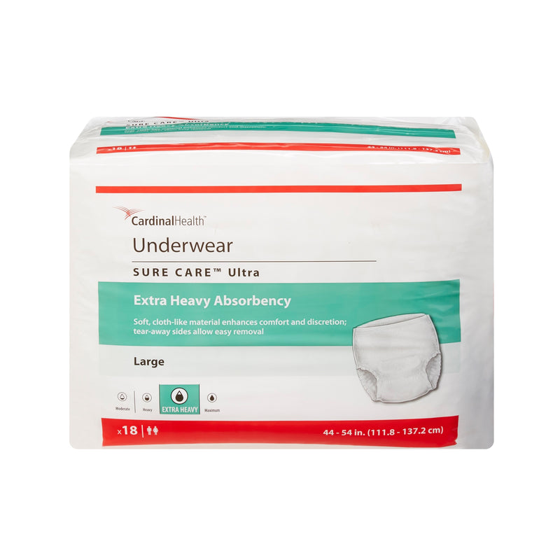 Sure Care™ Ultra Extra Heavy Absorbent Underwear, Large, Sold As 72/Case Cardinal 1445