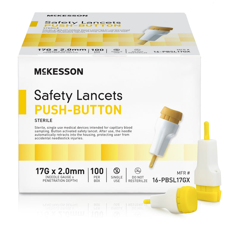 Mckesson Push Button Safety Lancet, 17G X 2.0Mm, Sold As 100/Box Mckesson 16-Pbsl17Gx