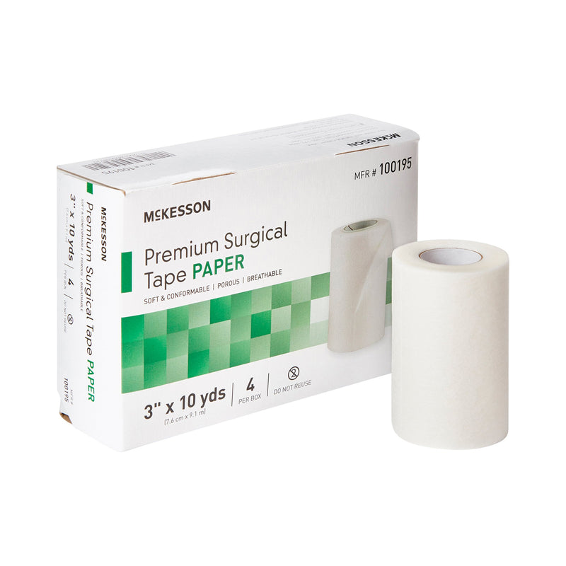 MEDICAL TAPE MCKESSON BREATHABLE PAPER 3 INCH X 10 YARD WHITE NONSTERILE, SOLD AS 40/CASE, MCKESSON 100195