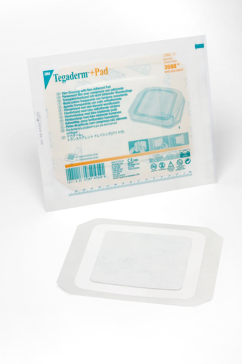 3M™ Tegaderm™ +Pad Film Dressing With Non-Adherent Pad, 6 X 6 Inch, Sold As 1/Each 3M 3588