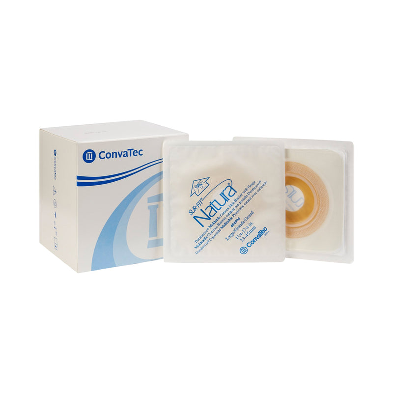 Sur-Fit Natura® Durahesive White Ostomy Barrier, 4½ X 4½ Inch, 2¼-Inch Flange, 1¼ – 1¾ Inch Stoma Opening, Sold As 10/Box Convatec 404594