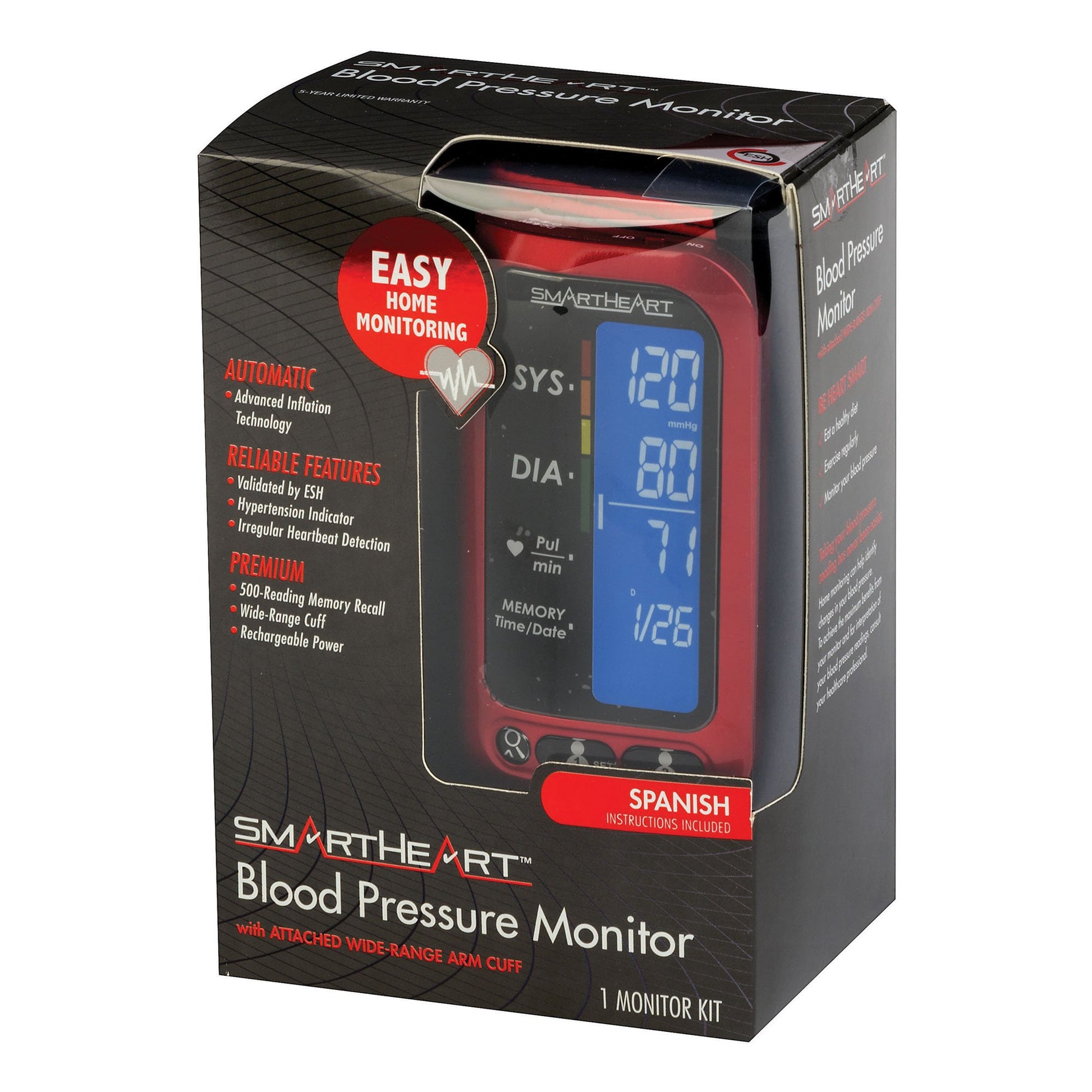 Smartheart Arm Blood Pressure Monitor, Sold As 1/Each Veridian 01-509