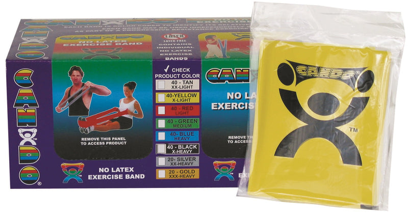 Cando® Exercise Resistance Band, Yellow, 5 Inch X 4 Foot, X-Light Resistance, Sold As 1/Box Fabrication 10-5641