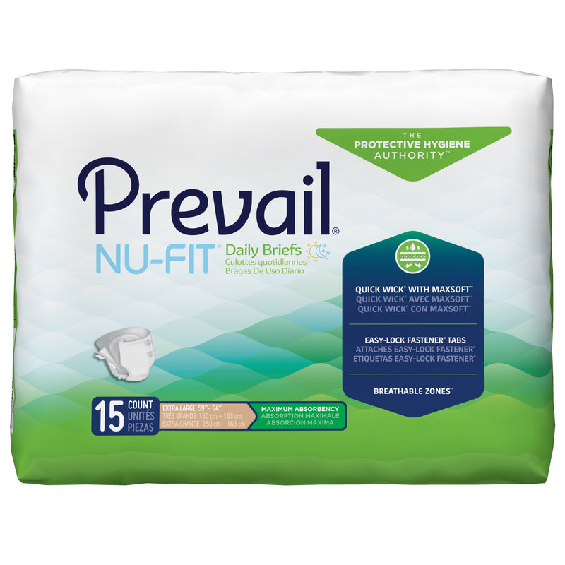 Prevail® Nu-Fit® Maximum Incontinence Brief, Extra Large, Sold As 60/Case First Nu-014/1