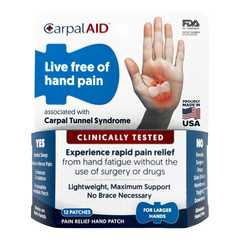 Carpalaid® Patch Hand-Based Carpal Tunnel Support, Large, Sold As 12/Pack Carpal Lg12Pk