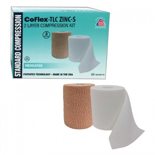 Coflex® Tlc Zinc With Indicators Self-Adherent / Pull On Closure 2 Layer Compression Bandage System, 4 Inch X 6 Yard / 4 Inch X 7 , Sold As 16/Case An