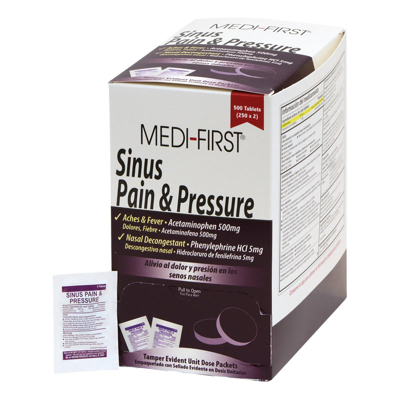 Medi-First® Acetaminophen / Phenylephrine Sinus Relief, Sold As 500/Box Medique 81913
