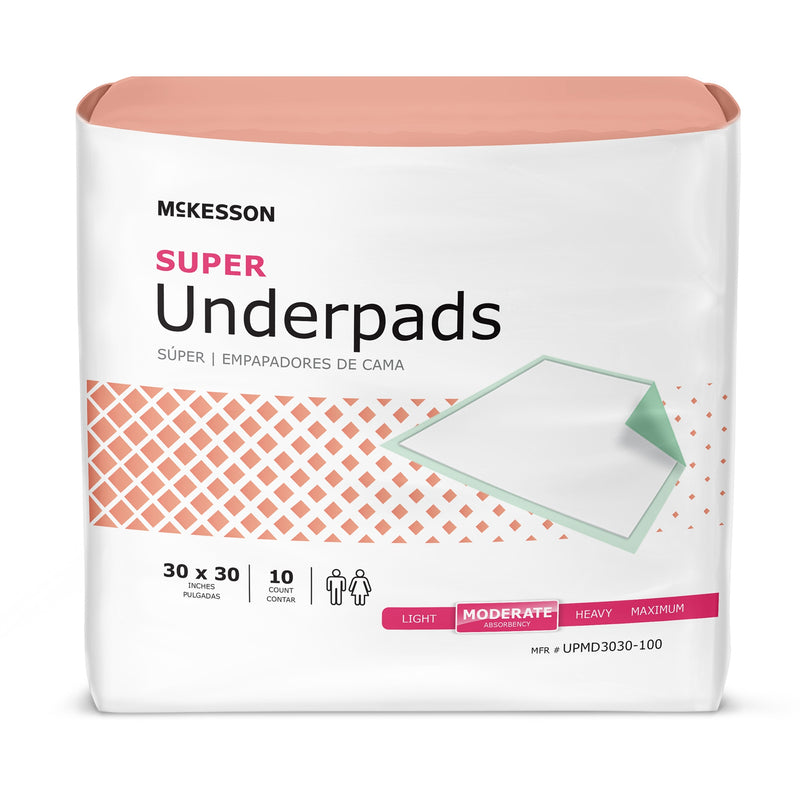 Mckesson Super Moderate Absorbency Underpad, 30 X 30 Inch, Sold As 100/Case Mckesson Upmd3030-100