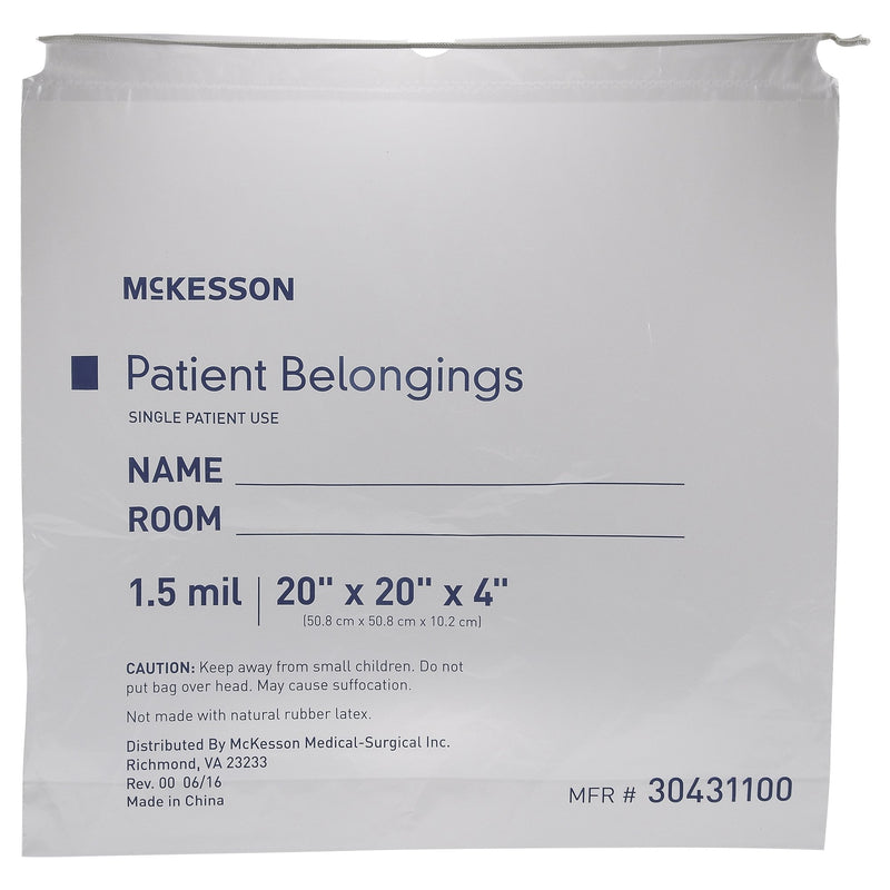 Mckesson Patient Belongings Bag, Clear, Sold As 25/Pack Mckesson 30431100
