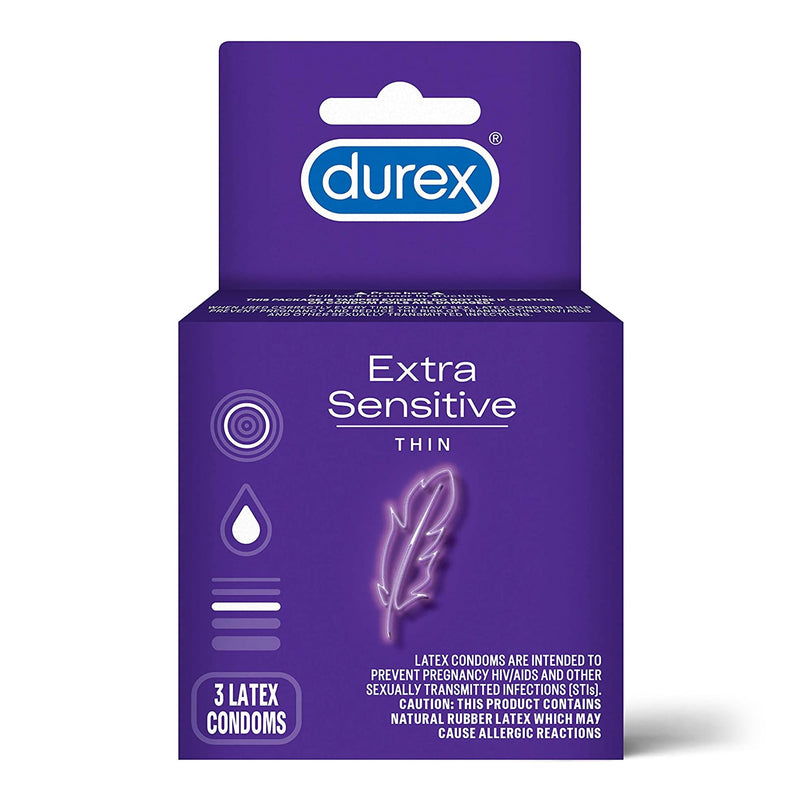 Durex Extra Sensitive Ultra Thin Lubricated Latex Condoms, Sold As 3/Box Rb 00234012900