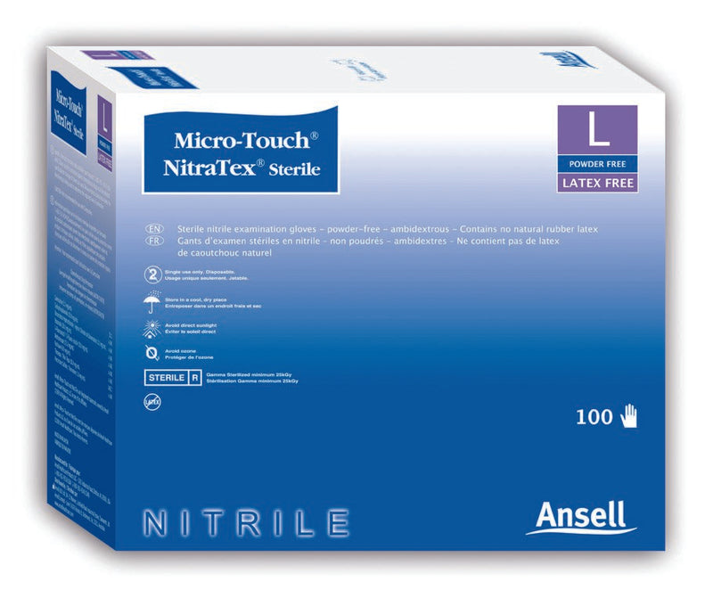 Micro-Touch® Extended Cuff Length Exam Glove, Large, Blue, Sold As 1/Box Ansell 6034153