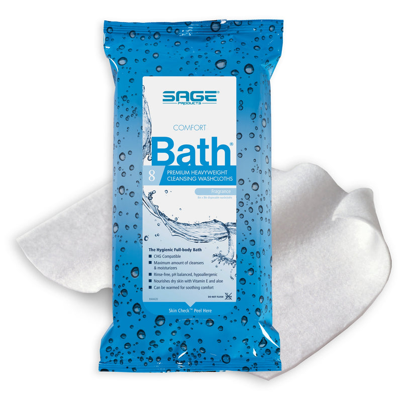 Comfort Bath® Cleansing Washcloths, Heavyweight, Soft Pack, Sold As 8/Pack Sage 7900