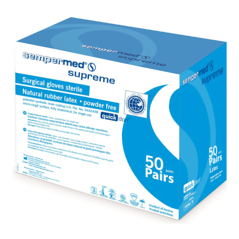 Sempermed® Supreme Latex Surgical Glove, Size 8.5, Ivory, Sold As 50/Box Sempermed Spfp850