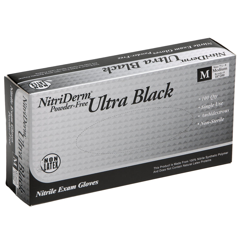 Nitriderm® Ultra Black Nitrile Exam Glove, Medium, Black, Sold As 1000/Case Innovative 187200