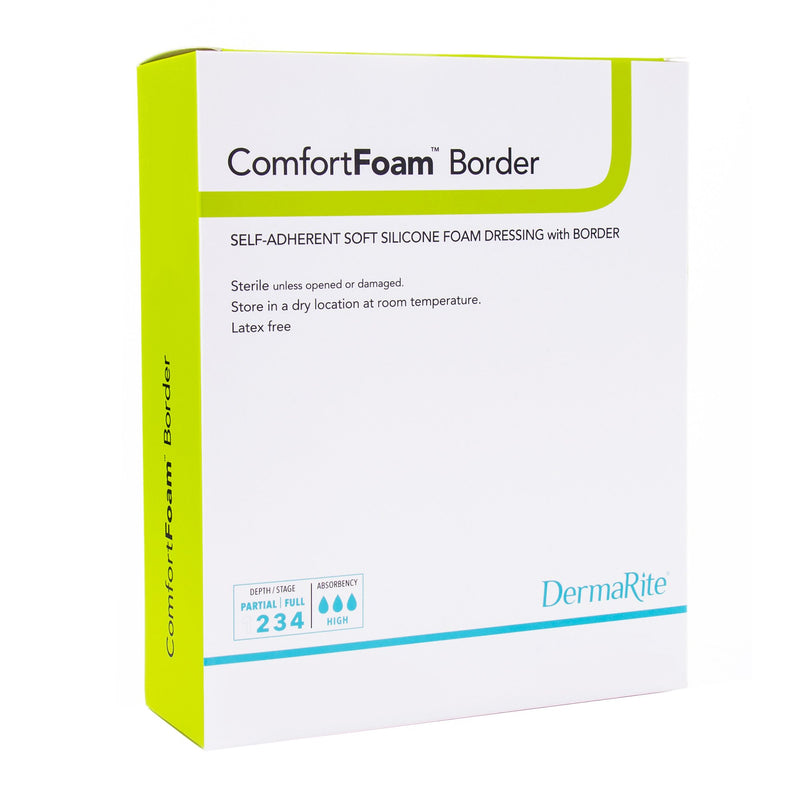 Comfortfoam™ Border Silicone Adhesive With Border Silicone Foam Dressing, 6 X 8 Inch, Sold As 5/Box Dermarite 43680