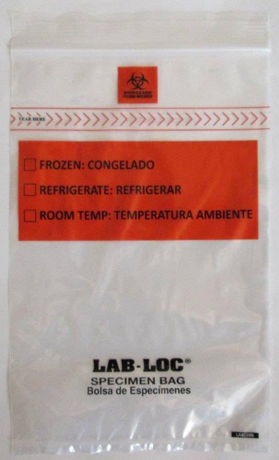 Lab-Loc® Specimen Transport Bag With Document Pouch, 6 X 9 Inch, Sold As 100/Pack Elkay Labz69B