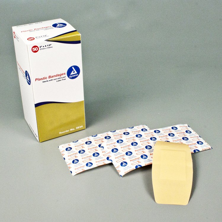 Dynarex® Tan Adhesive Strip, 2 X 4½ Inch, Sold As 50/Box Dynarex 3634